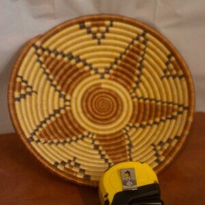 Handwoven Geometric Coiled 12 Inch Basket